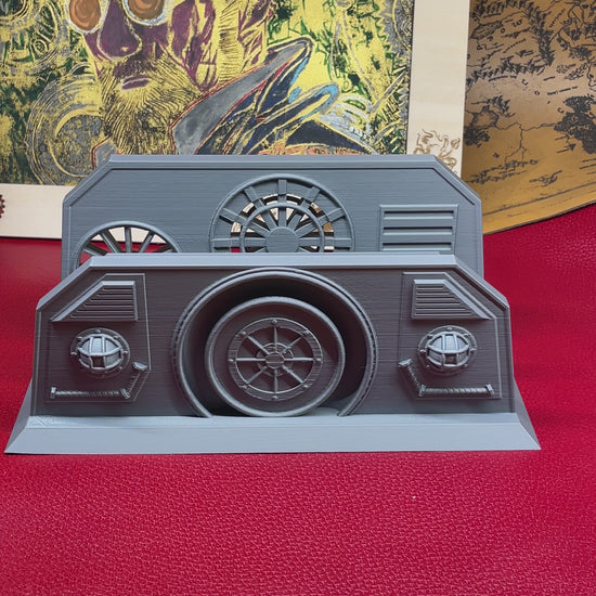 organizer steampunk da scrivania in PLA color acciaio per lettere e documenti