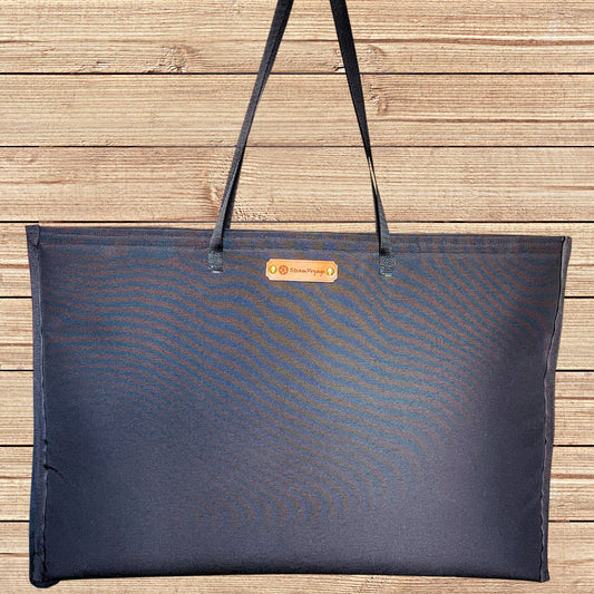 SteamVoyage-borsa in tessuto tempotest nero resistente imbottita con tracolle e rivestimento in raso nero