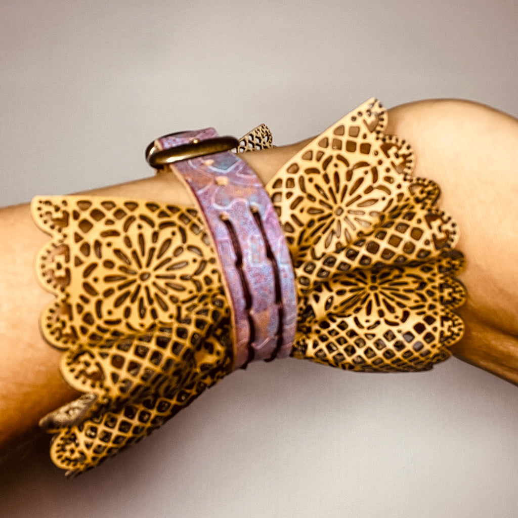 steamvoyage-bracciale in merletto di pelle con cinturino dipinto
