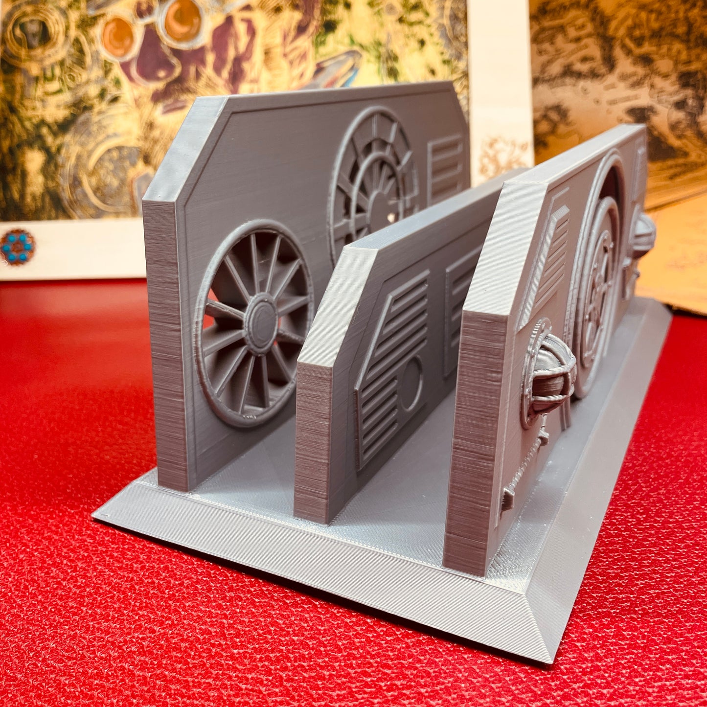 steamvoyage-organizer steampunk da scrivania in PLA color acciaio per lettere e documenti