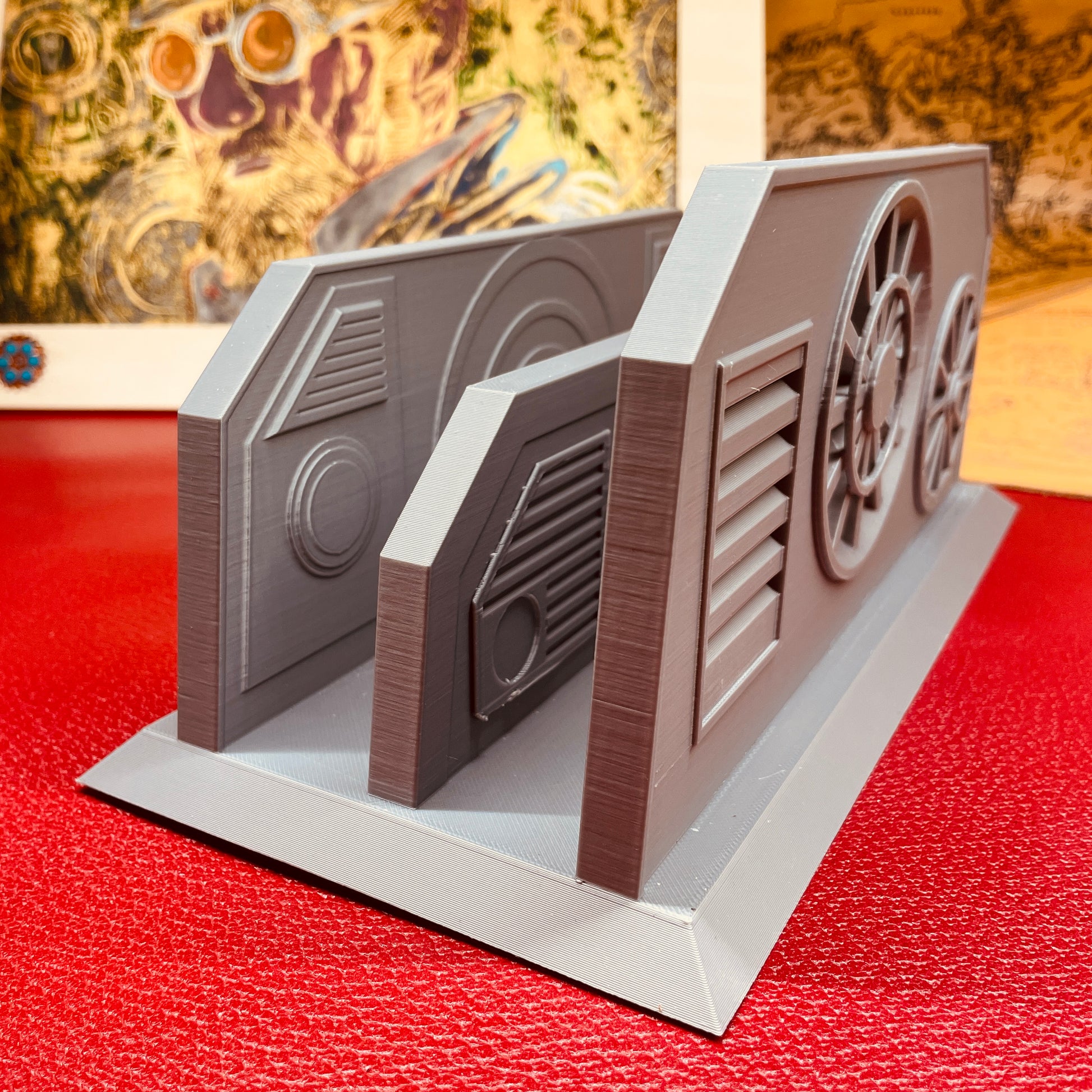 steamvoyage-organizer steampunk da scrivania in PLA color acciaio per lettere e documenti
