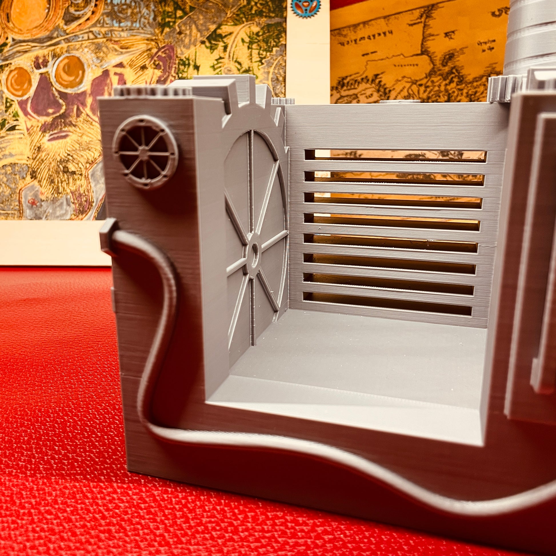 steamvoyage-organizer steampunk da scrivania in PLA color acciaio per post it con comparto penna