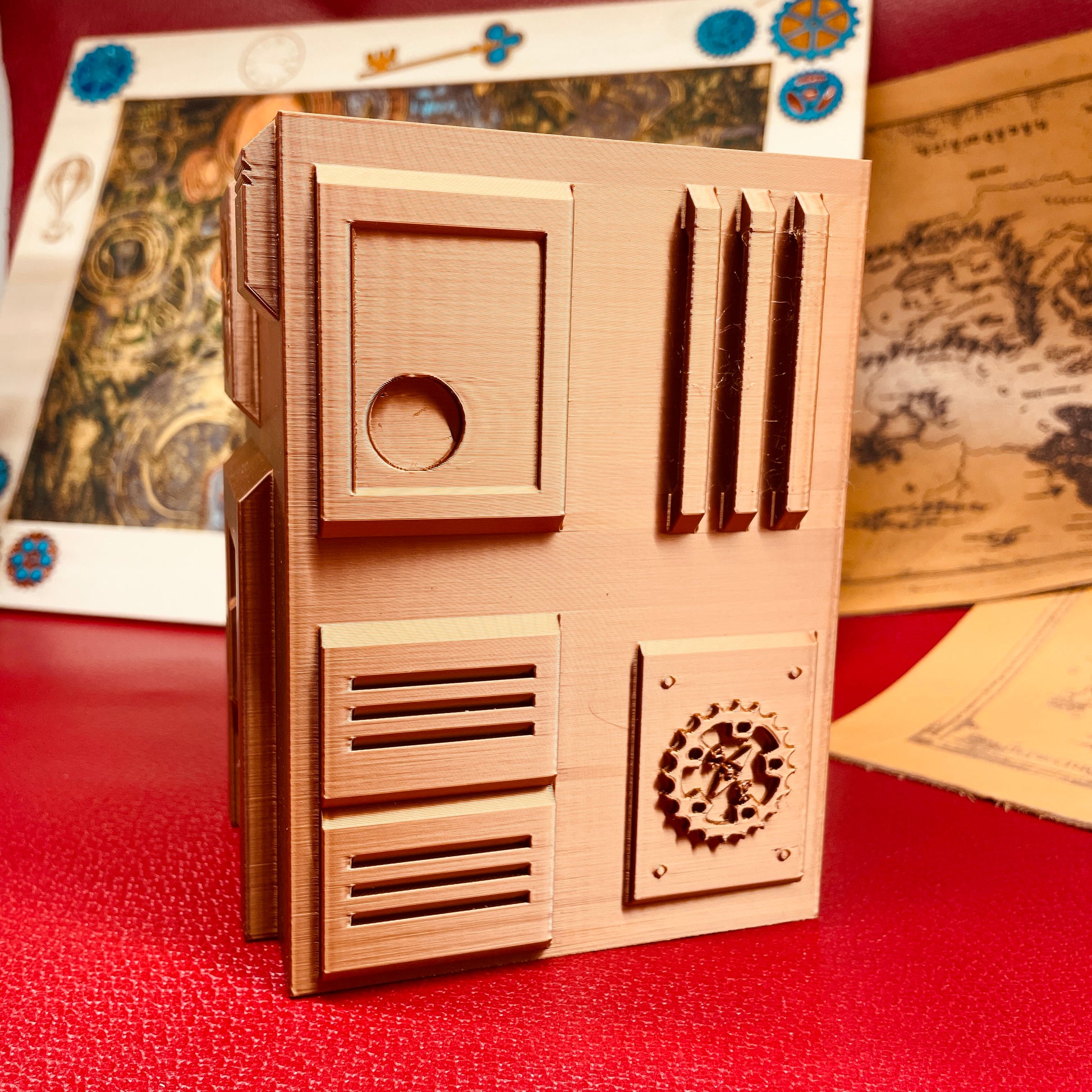 steamvoyage-organizer steampunk da scrivania in PLA color rame portapenne e matite
