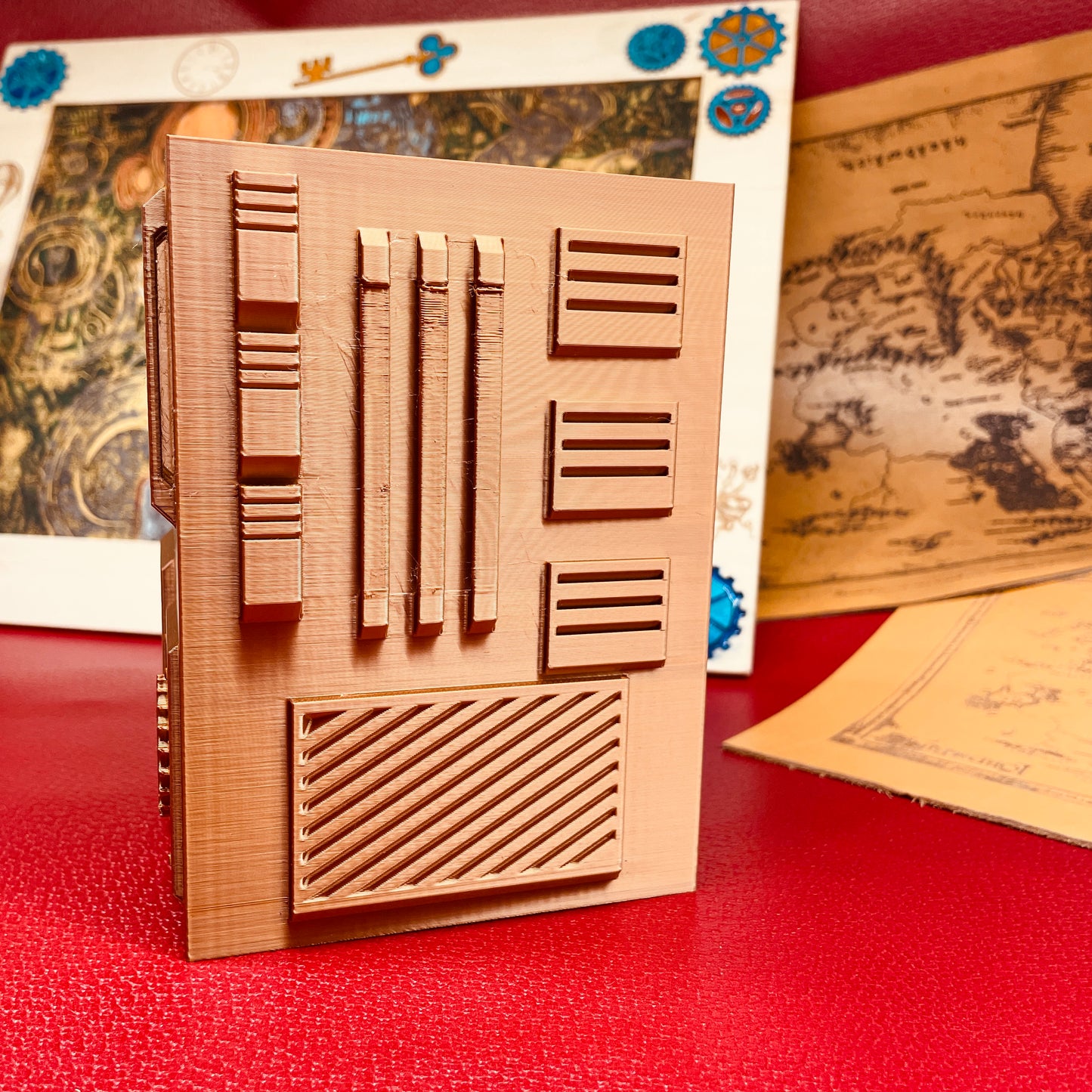 steamvoyage-organizer steampunk da scrivania in PLA color rame portapenne e matite