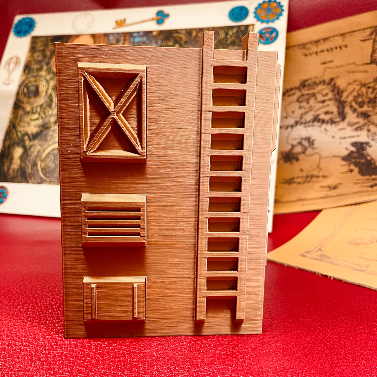 steamvoyage-organizer steampunk da scrivania in PLA color rame portapenne e matite