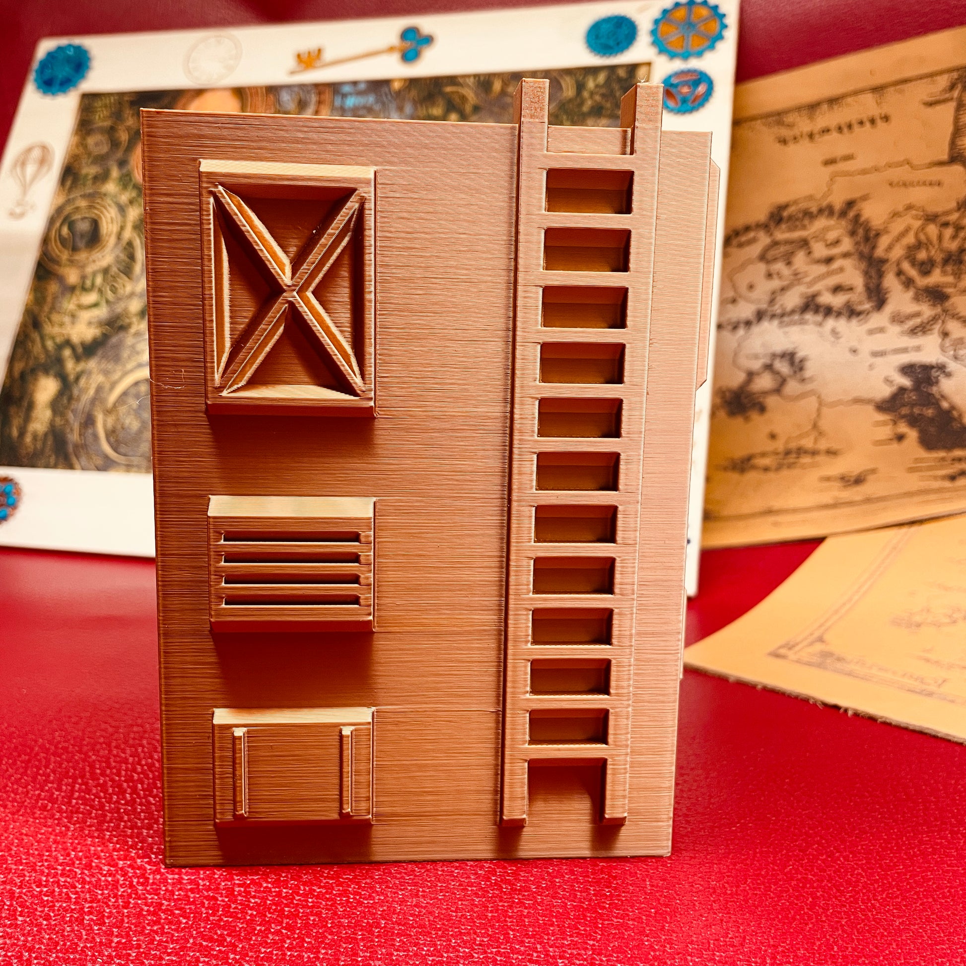 steamvoyage-organizer steampunk da scrivania in PLA color rame portapenne e matite