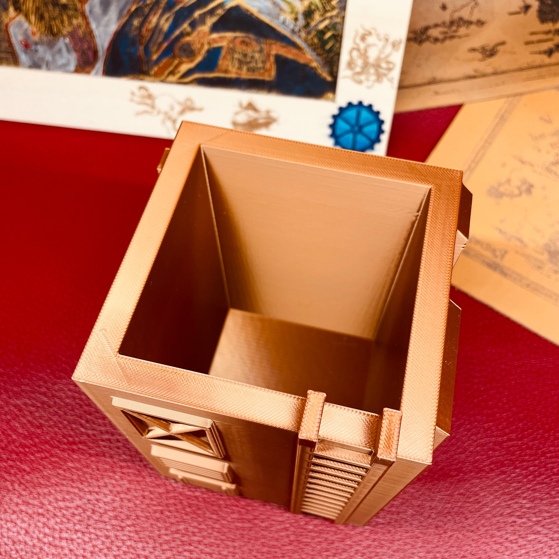 steamvoyage-organizer steampunk da scrivania in PLA color rame portapenne e matite