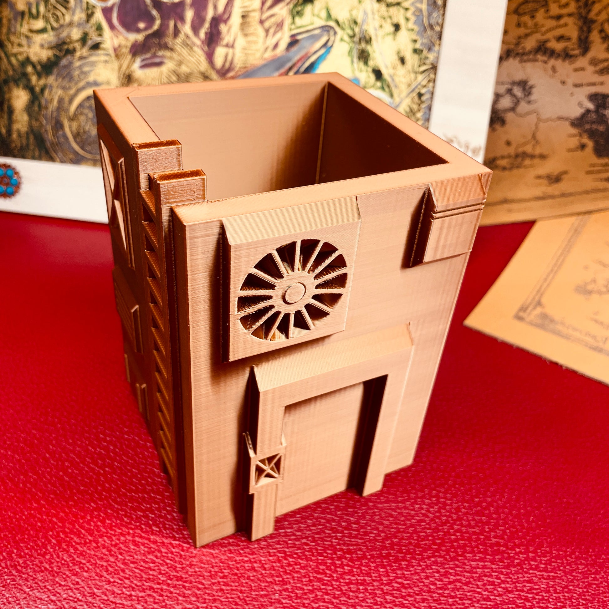 steamvoyage-organizer steampunk da scrivania in PLA color rame portapenne e matite