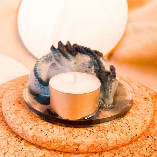 SteamVoyage - porta candele del drago sommerso in resina epossidica