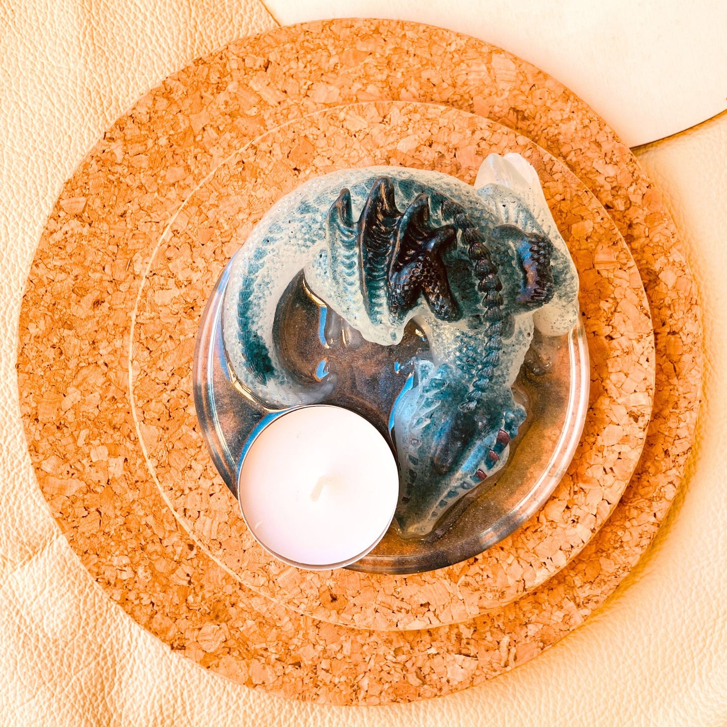 SteamVoyage - porta candele del drago sommerso in resina epossidica