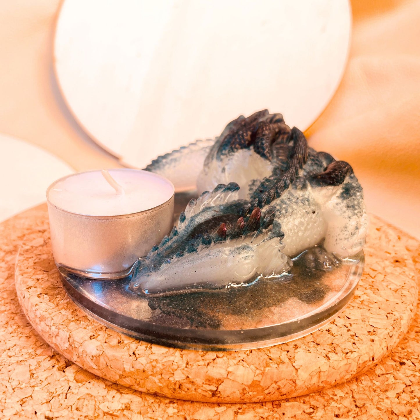 SteamVoyage - porta candele del drago sommerso in resina epossidica