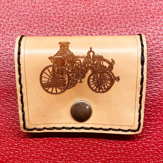 steamvoyage-portamonete in pelle e cuoio con locomotiva incisa a laser