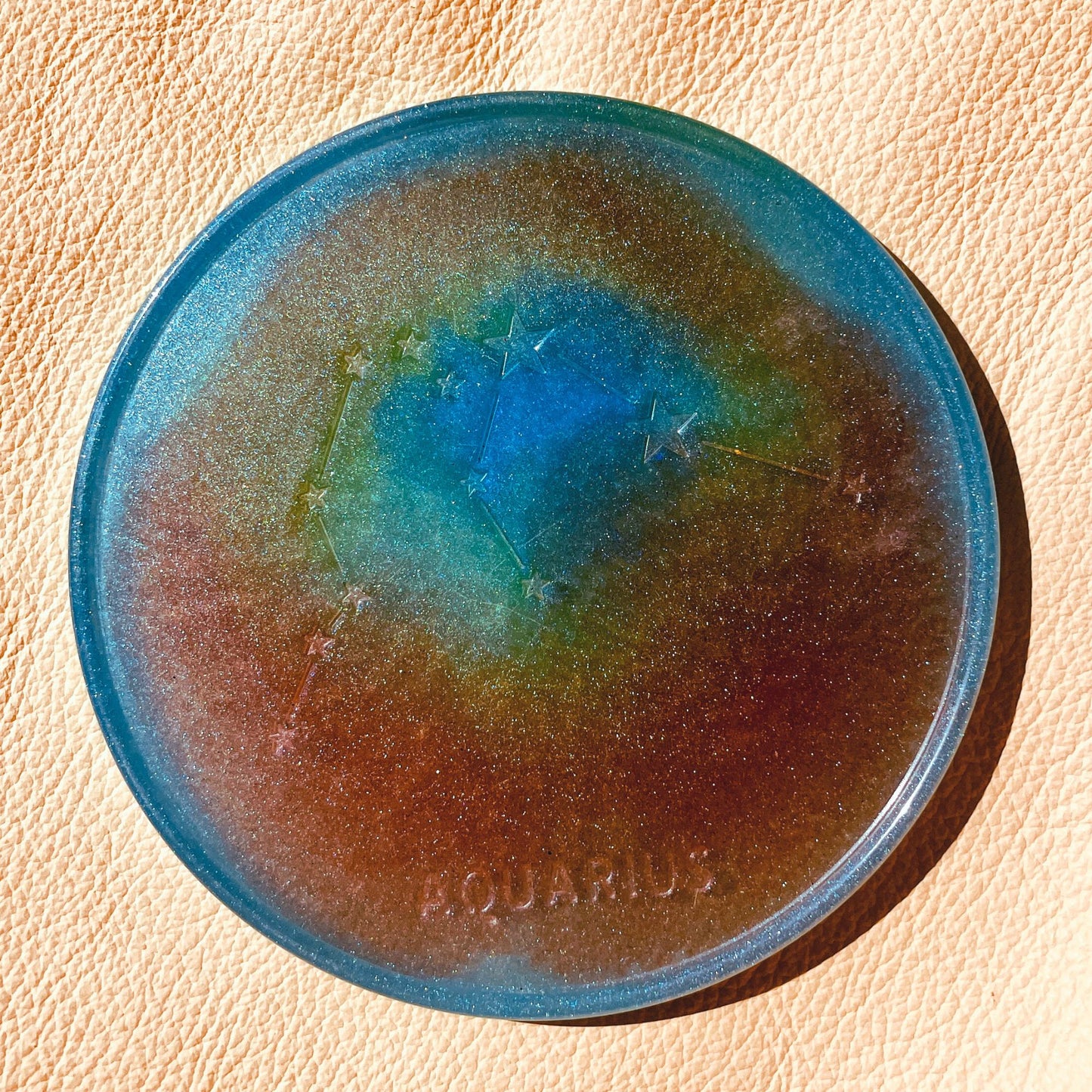 SteamVoyage - sottobicchiere in resina epossidica con costellazione e nome del segno zodiacale