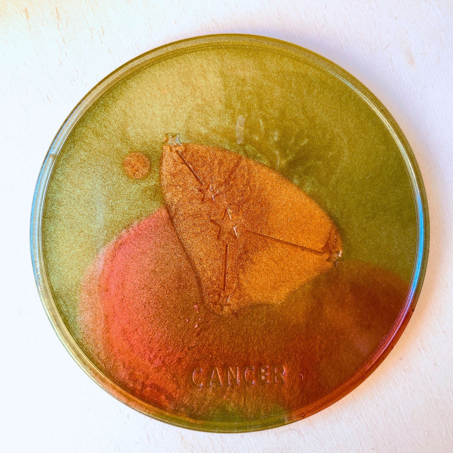 SteamVoyage - sottobicchiere in resina epossidica con costellazione e nome del segno zodiacale