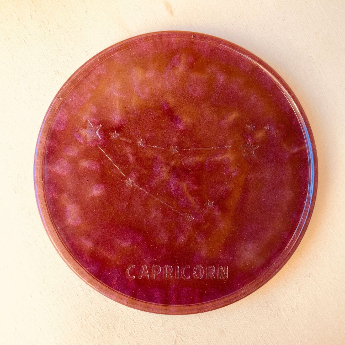 SteamVoyage - sottobicchiere in resina epossidica con costellazione e nome del segno zodiacale