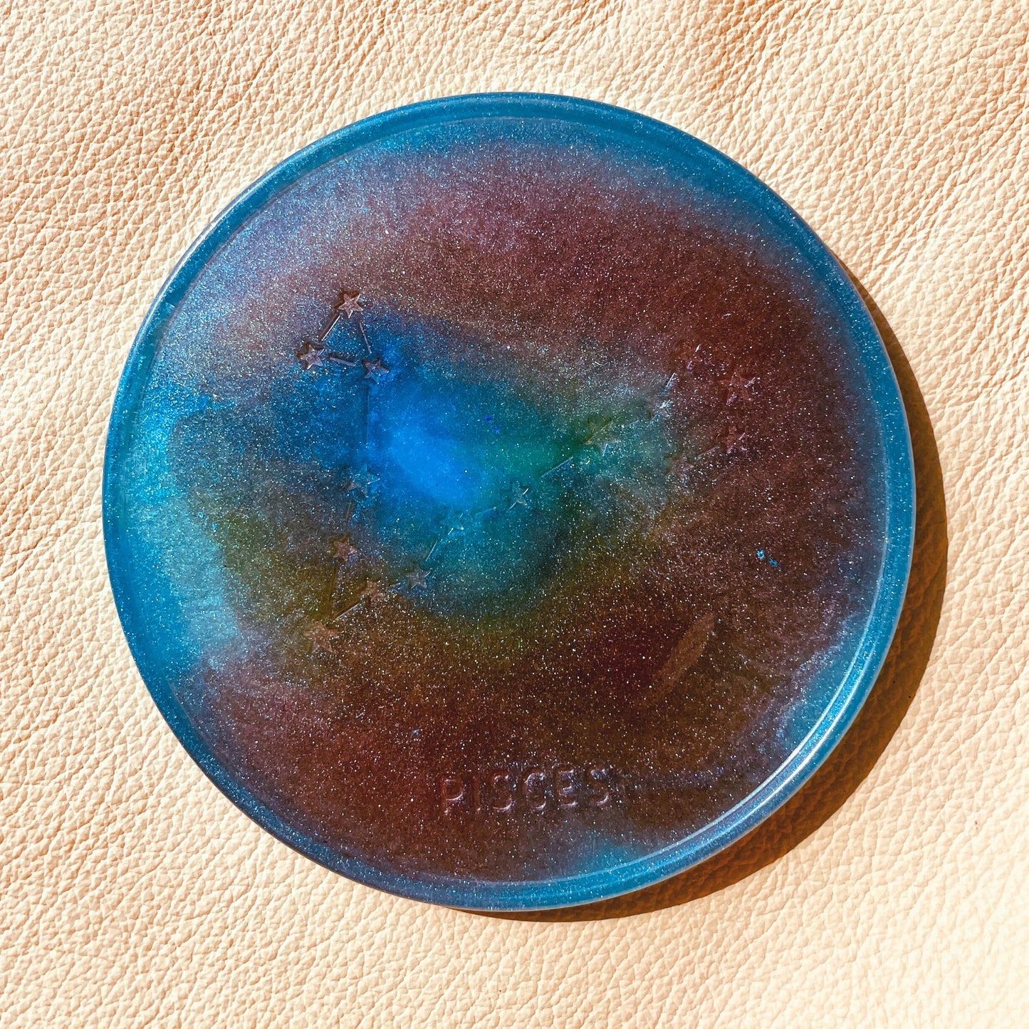 SteamVoyage - sottobicchiere in resina epossidica con costellazione e nome del segno zodiacale