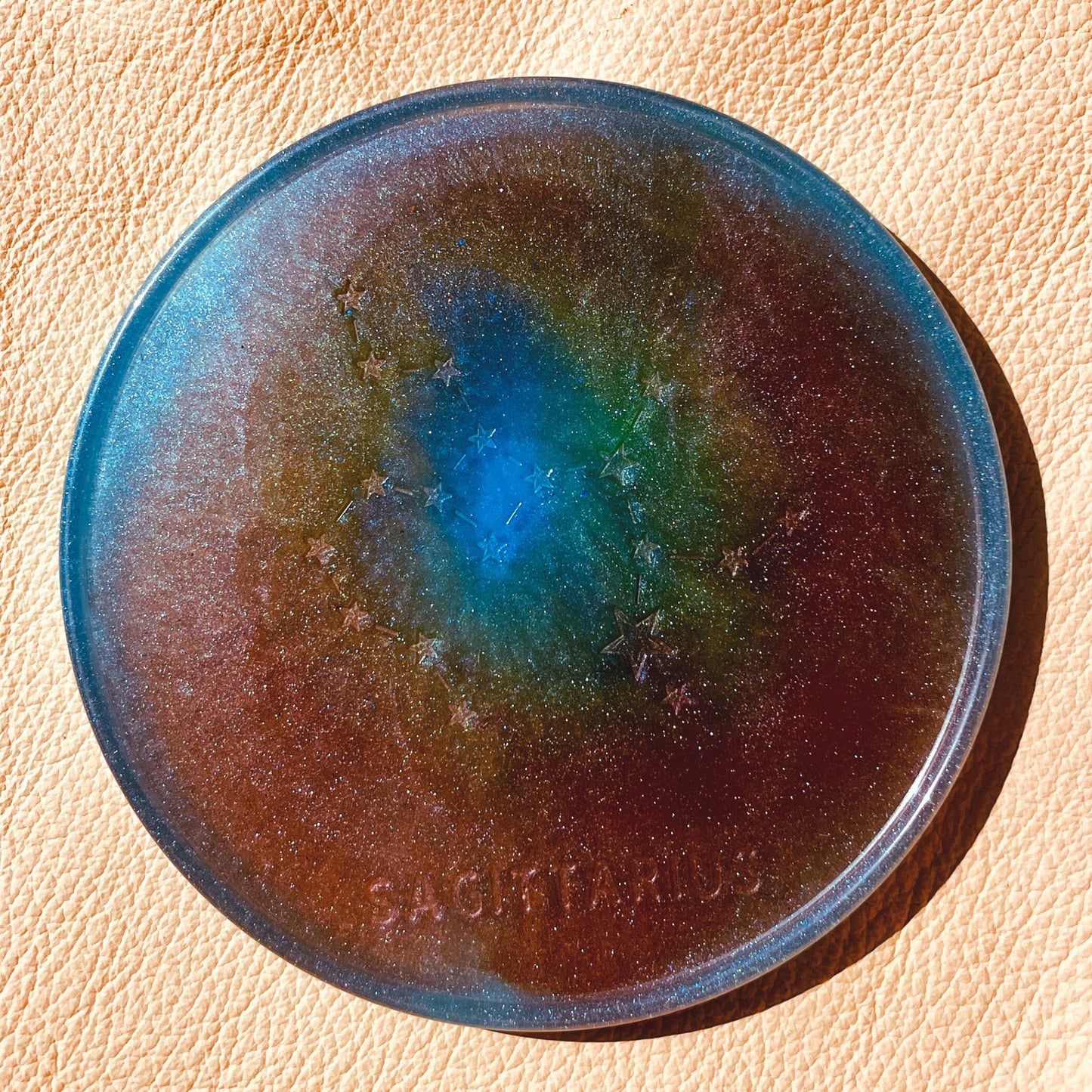 SteamVoyage - sottobicchiere in resina epossidica con costellazione e nome del segno zodiacale