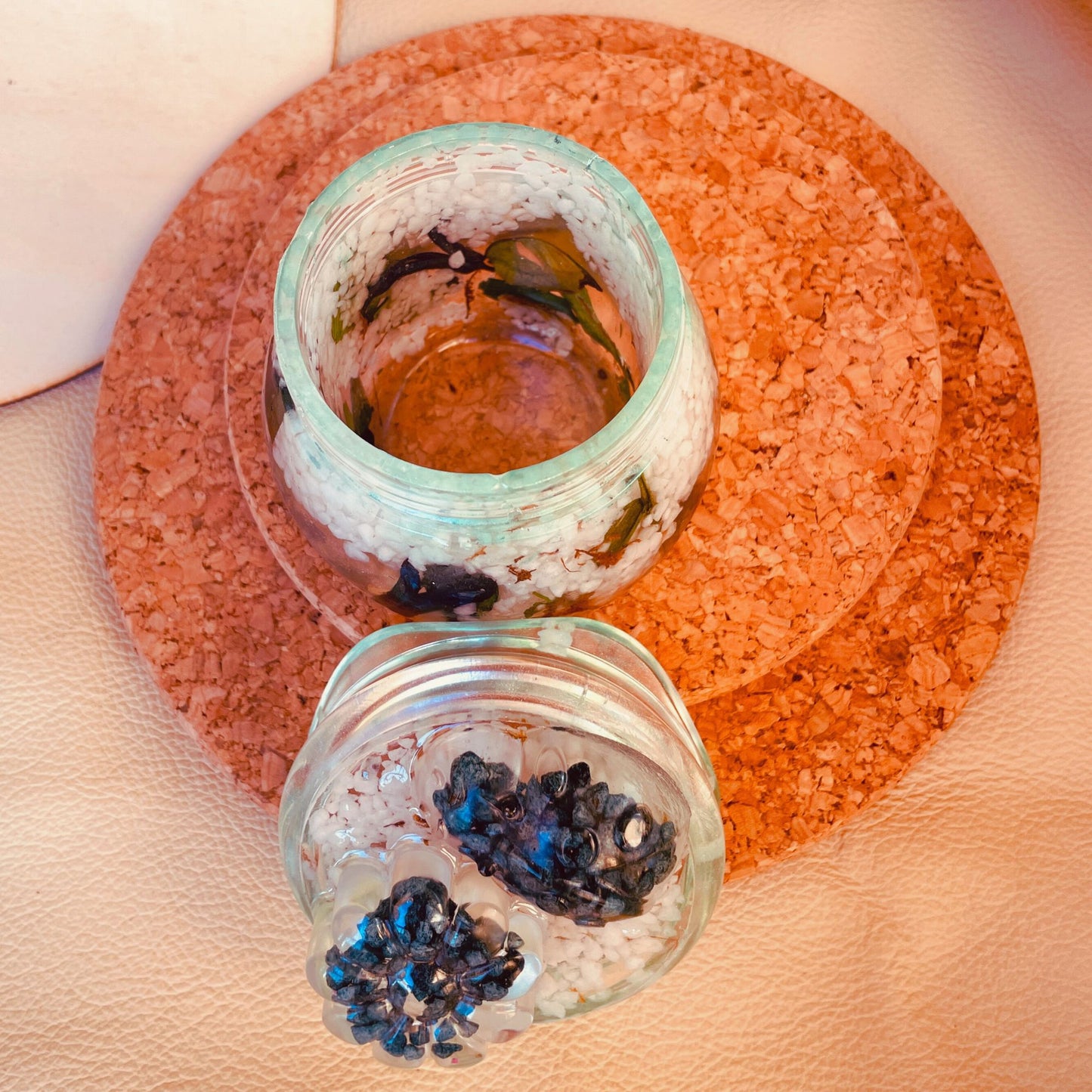 SteamVoyage - vasetto in resina epossidica con tappo a vite per la conservazione di spezie, fiori secchi ed erbe