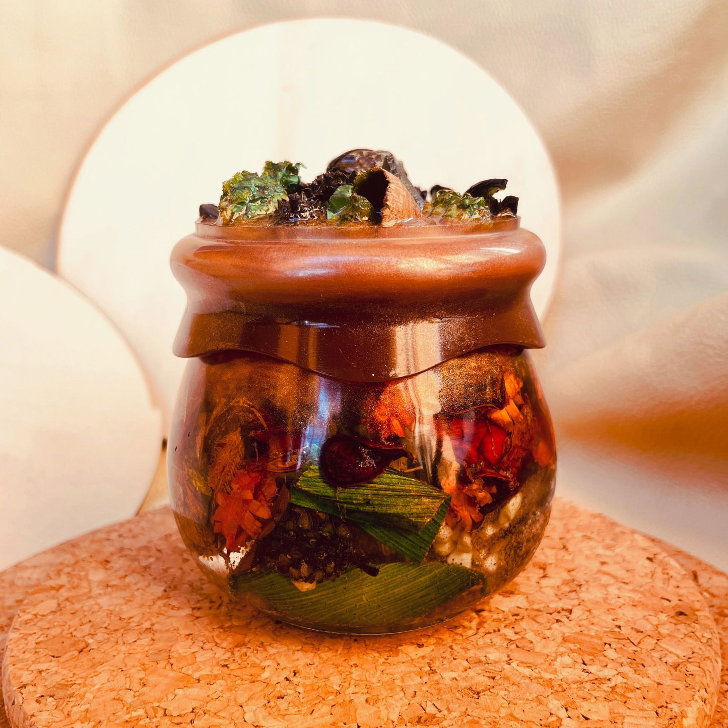 SteamVoyage - vasetto in resina epossidica con tappo a vite per la conservazione di spezie, fiori secchi ed erbe