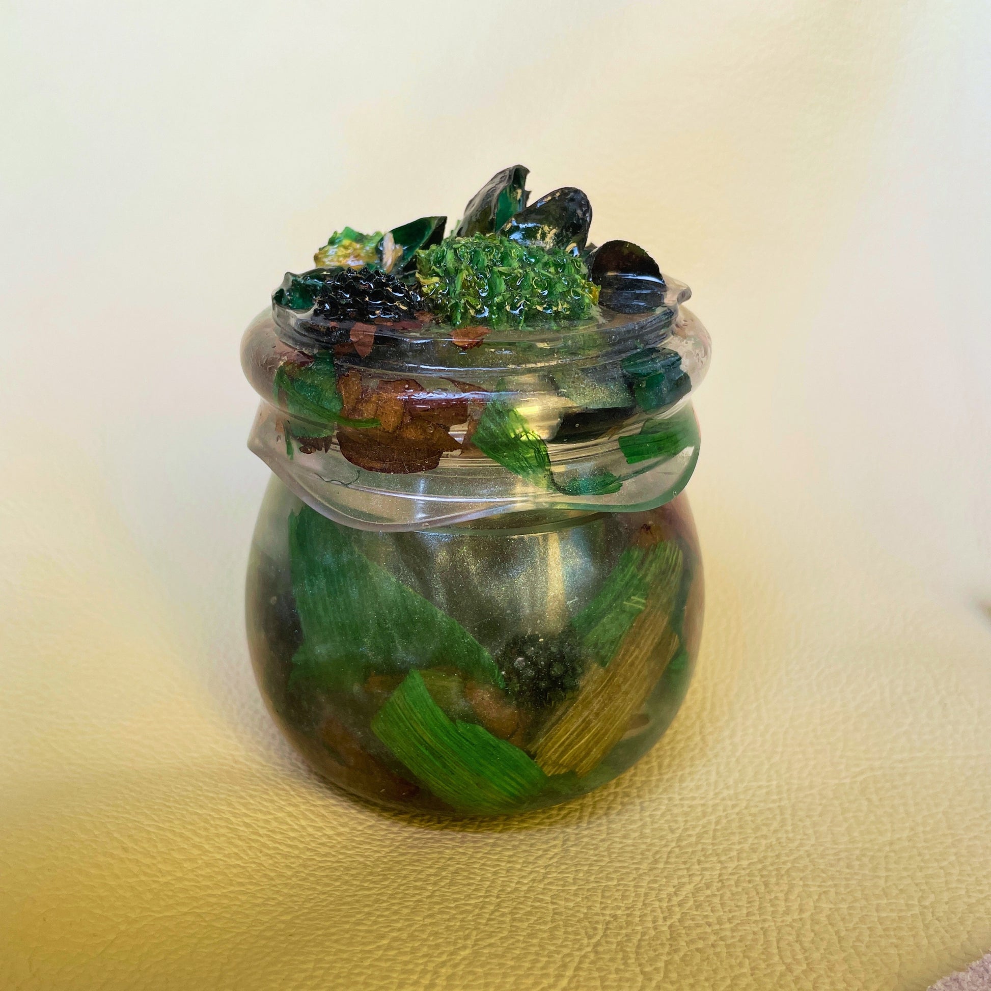 SteamVoyage - vasetto in resina epossidica con tappo a vite per la conservazione di spezie, fiori secchi ed erbe