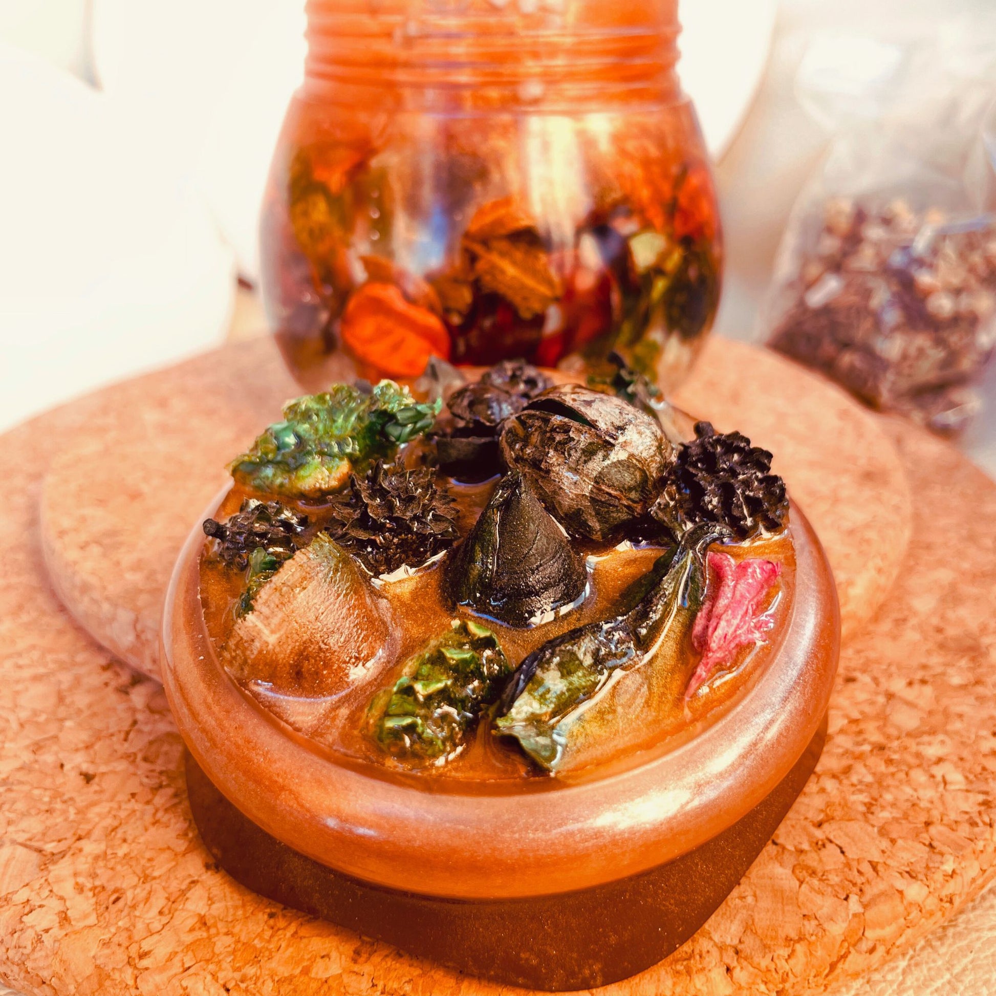 SteamVoyage - vasetto in resina epossidica con tappo a vite per la conservazione di spezie, fiori secchi ed erbe