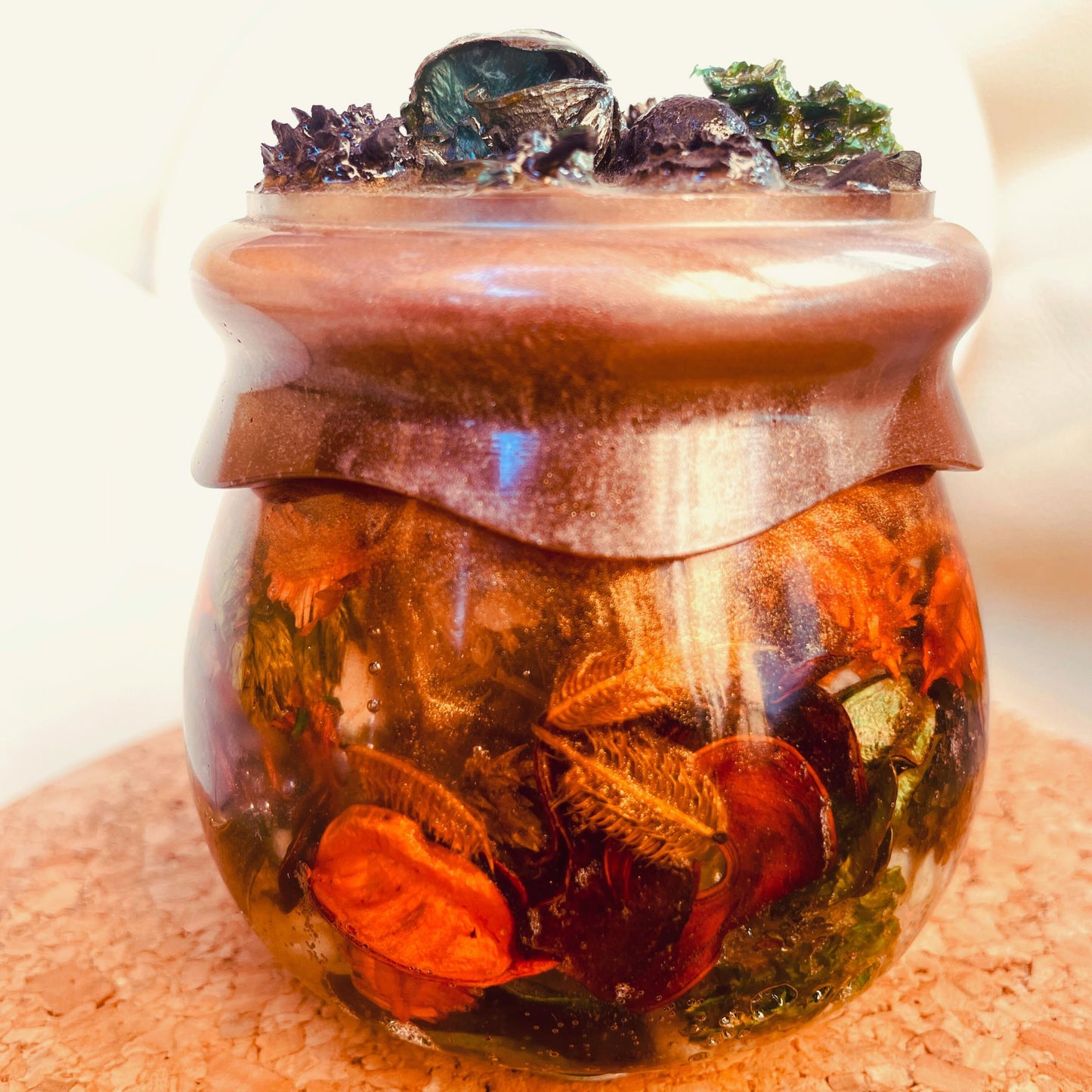 SteamVoyage - vasetto in resina epossidica con tappo a vite per la conservazione di spezie, fiori secchi ed erbe